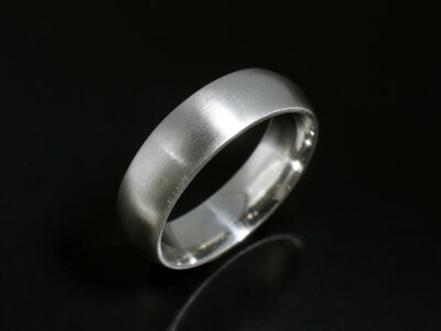 Gents Plain Brushed Platinum Wedding Ring, Platinum 6mm Court Shaped Design