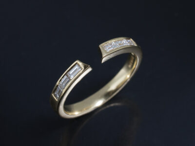 Ladies Diamond Set Fitted Wedding Ring, 18kt Yellow Gold Channel Set Design, Baguette Cut Diamonds 0.27ct Total (6)
