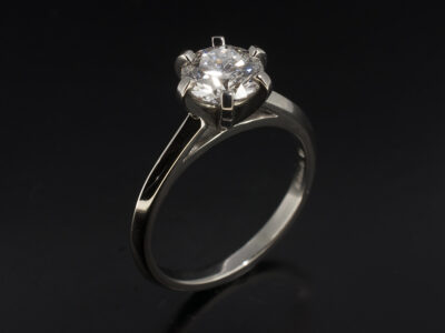 Ladies Solitaire Lab Grown Diamond Engagement Ring Platinum 6 Claw Set Design, Round Brilliant Cut Lab Grown Diamond 1.09ct