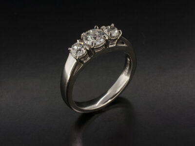 Ladies Trilogy Diamond Engagement Ring, Platinum Claw Set Design, Old Miners Cut Diamond 0.40ct, 0.34ct Total (2)