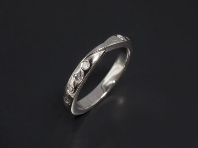 Ladies Lab Grown Diamond Set Twist Design Wedding Ring, Platinum Secret Set Design, Round Brilliant Cut Lab Grown Diamonds 0.12ct (8)