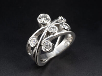 Ladies Multi Diamond Eternity Ring, Platinum Rub over Set Design, Round Brilliant Cut Diamonds 1.11ct Total (6)
