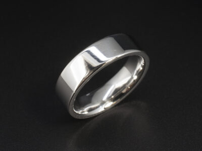 Gents Plain Polished Wedding Ring, Platinum Easy Fit Design, 6mm Width