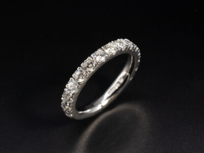 Ladies Diamond Eternity Ring, Platinum Castle Set Design, Round Brilliant Cut Diamonds 0.90ct Total (15)