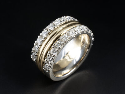 Ladies Diamond Set Dress Ring, 18kt Yellow Gold Castle Set Design, Round Brilliant cut Diamonds 1.25ct Total (26)