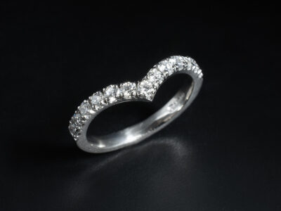 Ladies Diamond Set Wishbone Wedding Ring, Platinum Claw Set Design, Round Brilliant Cut Diamonds 0.52ct Total (13)