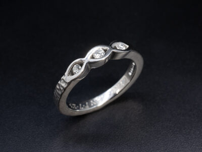 Ladies Lab Grown Diamond Textured Wedding Ring, Platinum Tension Set Design, Round Brilliant Cut Lab Grown Diamonds apporx 0.09ct Total (3)