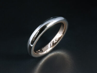 Ladies Mixed Metal Wedding Ring, Platinum and 18kt Rose Gold Blended Court Design with Inner Sleeve