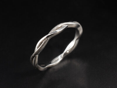 Ladies Swirl Pattern Wedding Ring, Platinum Twisting Design with Filigree Detail