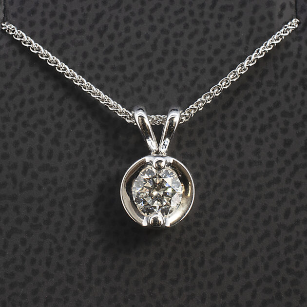 0.50ct Diamond Claw Set Split Bale Pendant in 18kt White Gold