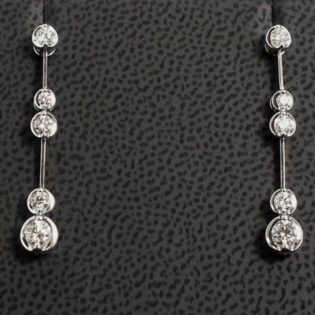 Diamond Row Drop Earrings in 18kt White Gold
