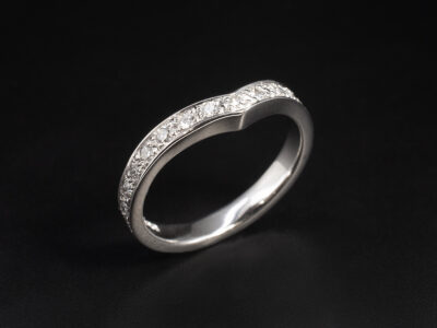 Ladies Diamond Set Wishbone Shaped Wedding, Platinum Pavé Set Design, Round Brilliant Cut Diamonds approx. 0.34ct Total (17)