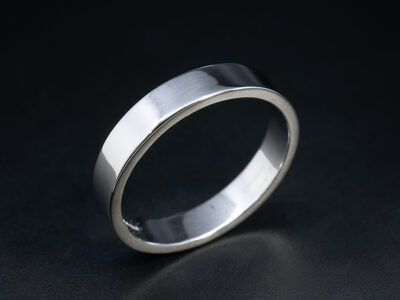 Gents Plain Polished Wedding Ring, Platinum Flat Court Design