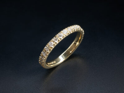 Ladies Diamond Row Eternity Ring, 18kt Yellow Gold Castle Set Design, Round Brilliant Cut Diamonds 0.36ct Total (16)