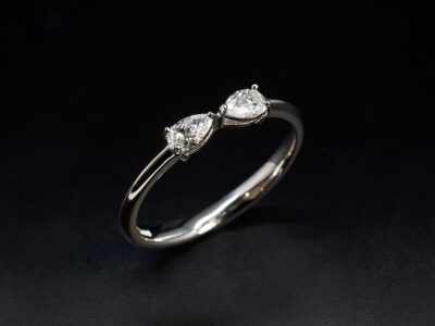 Ladies Diamond Set Wedding Ring, Platinum Claw Set Design Fitted Design, Pear Shaped Natural Diamonds 0.36ct Total (2)
