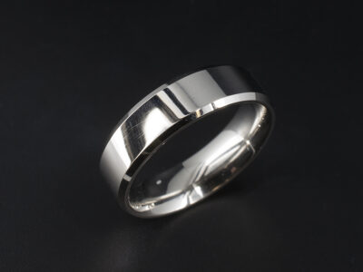 Gents Chamfered Edge Wedding Band, Platinum 6mm Design