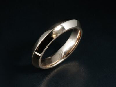 Gents Rose Gold Wedding Band, 18kt Rose Gold Knife Edge Design