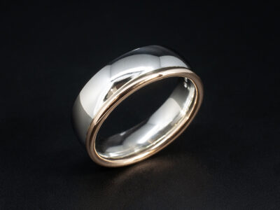 Gents Two Tone Wedding Ring, Platinum and 18kt Rose Gold Design