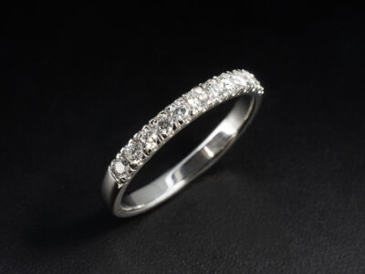 Ladies Diamond Set Wedding Band, Platinum Claw Set Design, Round Brilliant Cut Diamonds 0.27ct Total (11)