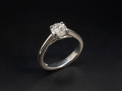 Ladies Diamond Solitaire Engagement Ring, Platinum 4 Claw Set Design, Round Brilliant Cut Diamond 0.71ct