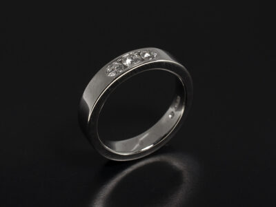 Ladies Diamond Wedding Ring, Platinum Channel Set Design, Round Brilliant Cut Diamonds