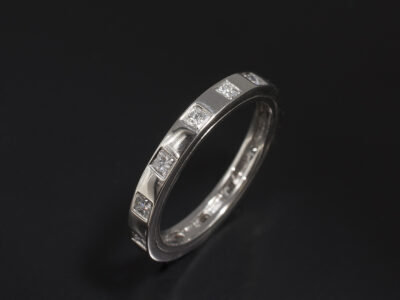 Ladies Diamond Wedding Ring, Platinum Secret Set Design, Princess Cut Diamonds Approx 0.65ct Total (13)