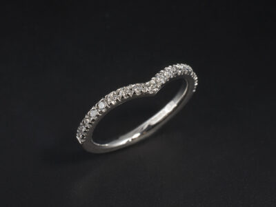 Ladies Diamond Wishbone Shape Wedding Ring, Platinum Fitted Castle Set Design, Round Brilliant Cut Lab Grown Diamonds 1.5mm
