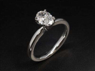 Ladies Lab Grown Diamond Solitaire Engagement Ring, Platinum 4 Claw Set Design, Oval Cut Lab Grown Diamond 0.94ct
