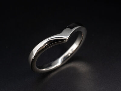 Ladies Plain Polished Wishbone Shaped Wedding Ring, Platinum 3mm Design