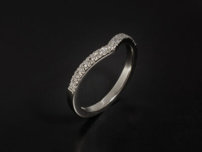Ladies Wishbone Shape Diamond Wedding Ring, Platinum Castle Set Design, Round Brilliant Cut Diamonds
