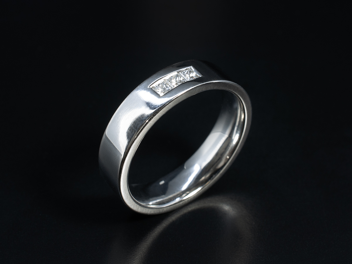 Matte & Polished Wedding Band Ring for Men Women 14k Gold