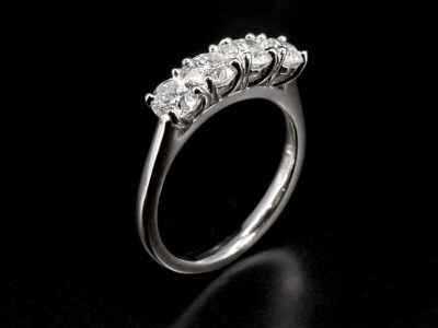 Ladies 4 Diamond Engagement Ring, Platinum Claw Set Design, Round Brilliant Cut Diamonds 1.40ct Total (4)