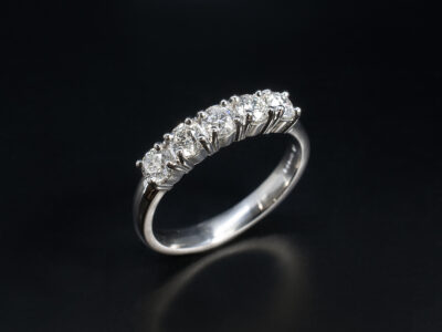 Ladies 5 Diamond Engagement Ring, Platinum Claw Set Design, Round Brilliant Cut Diamonds 1.00ct Total (5)