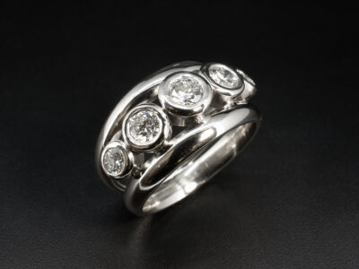 Ladies 5 Diamond Eternity Ring, Platinum Rub over Set Design, Round Brilliant Cut Diamonds 0.40ct, 0.62ct Total (2), 0.30ct Total (2)