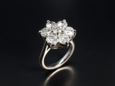 Ladies Diamond Cluster Engagement Ring, Platinum Claw Set Design, Round Brilliant Cut Diamonds 2.07ct Total (7)