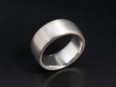 Gents 9mm Platinum Wedding Band, Court Shaped Design with a Brushed Finish