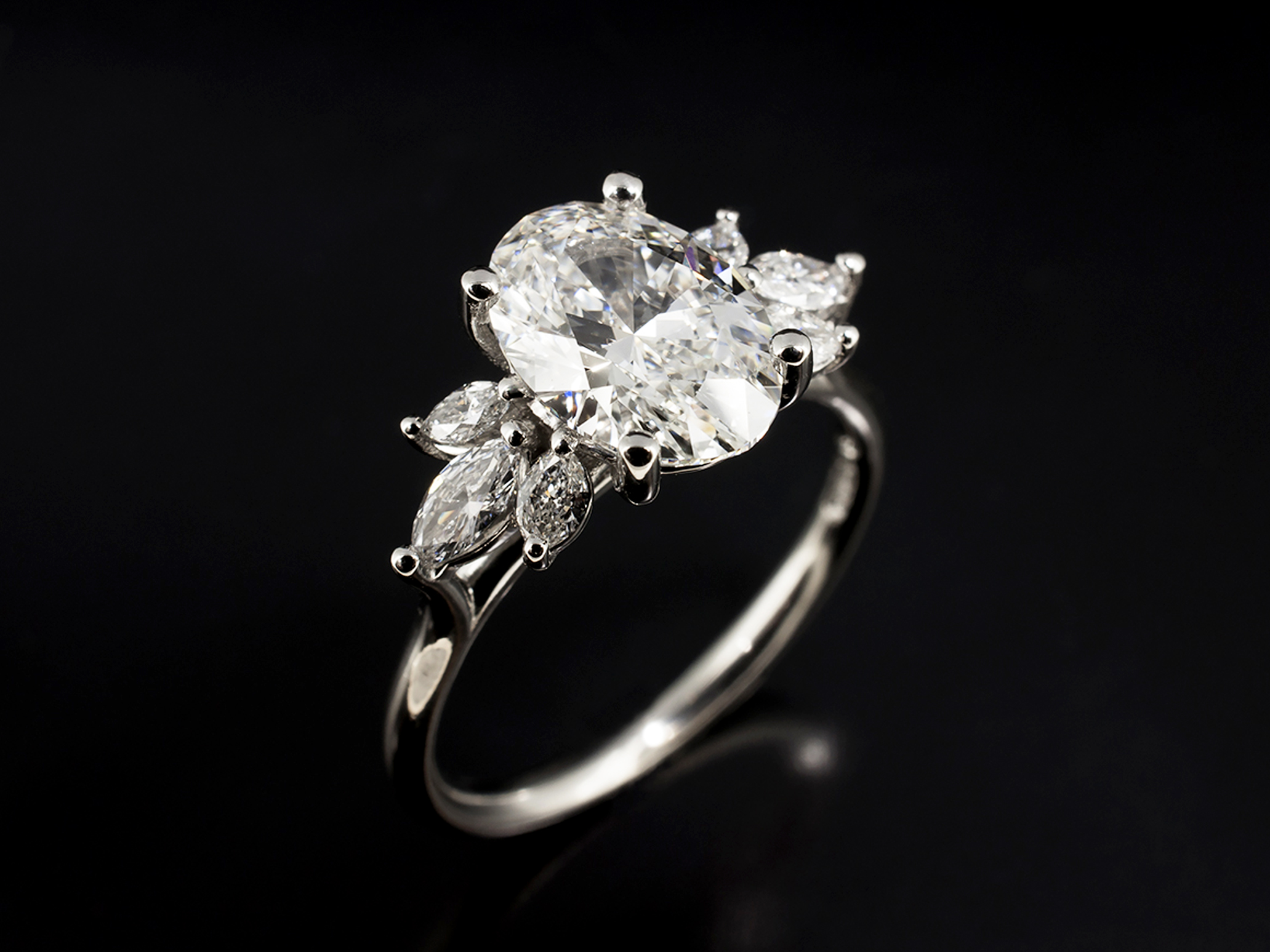 bespoke oval cut Lab Grown diamond engagement ring by Blair and Sheridan