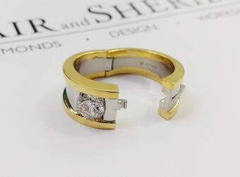 Bespoke two tone hinged ring with diamond by Blair and Sheridan