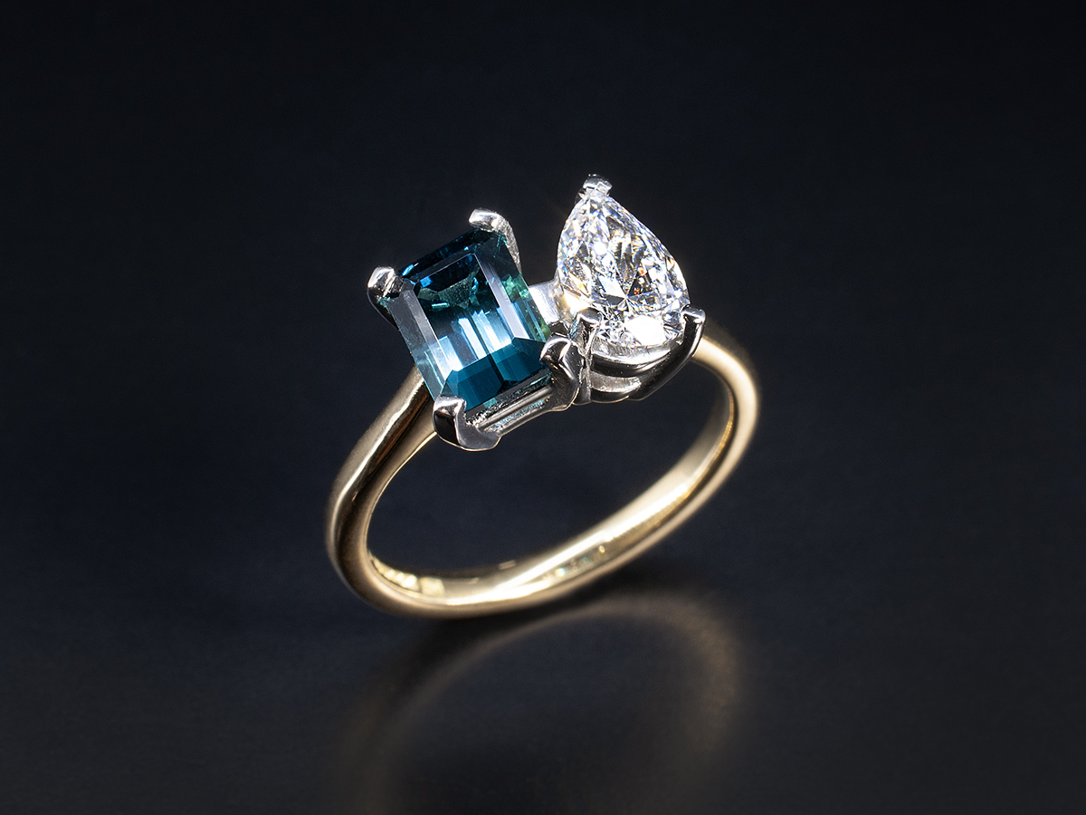 4.21ctw Indicolite Tourmaline and Diamond Ring Platinum - State St. Jewelers
