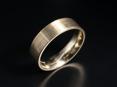 Gents Flat Court Wedding Band, 9kt Yellow Gold 6mm Design