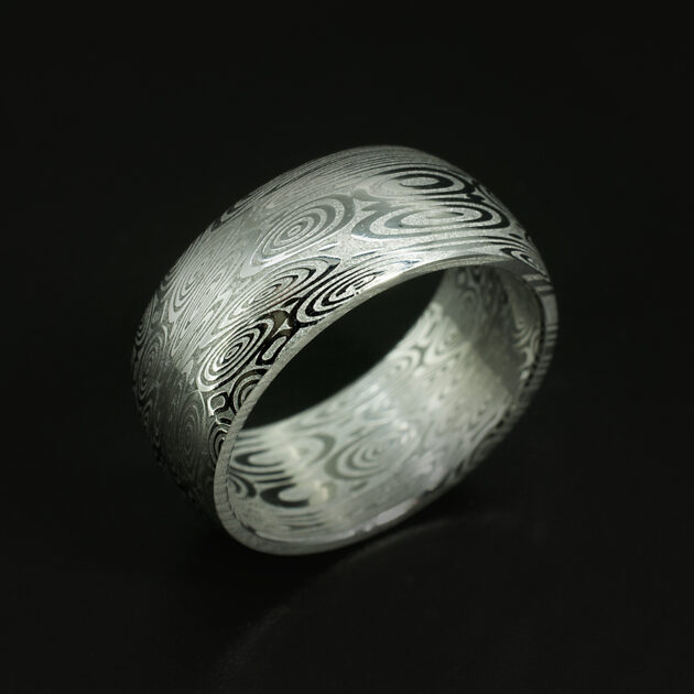 Damascus Steel Gents Wedding Ring Bluetongue Flat Pattern 9mm Width Size R