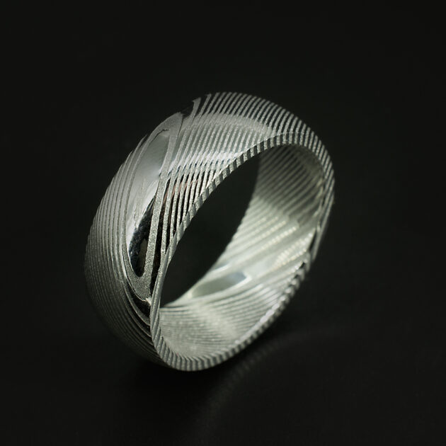 Damascus Steel Gents Wedding Ring Dense Twist Pattern 7mm Width Size R
