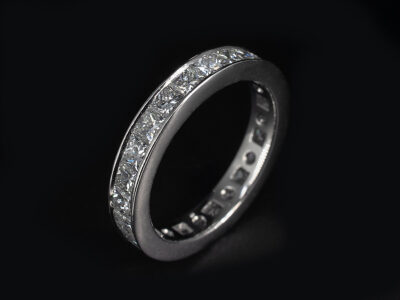 Ladies Diamond Band Wedding Ring, Platinum Channel Set Design, Princess Cut Diamonds 2.38ct (24)