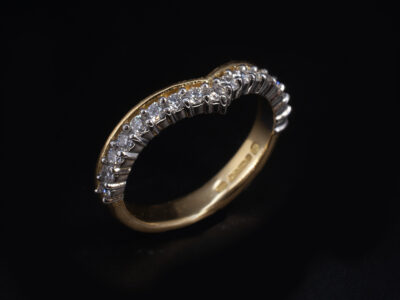 Ladies Fitted Diamond Wedding Ring, 18kt Yellow Gold Fitted Wishbone Design, Round Brilliant Cut Diamonds 0.37ct (17)