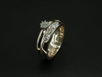 Ladies Hinge Design Engagement and Wedding Ring, 18kt Yellow Gold and Platinum Claw and Channel Set Design, Round Brilliant Cut Diamond 0.31ct, Round Brilliant Cut Diamond 0.53ct (5)