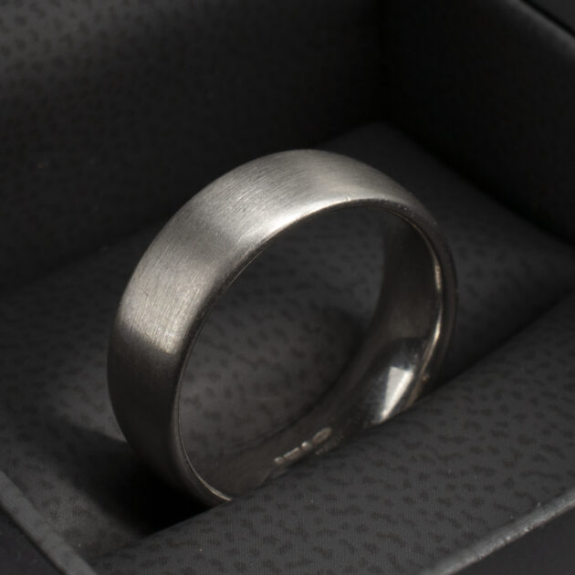 Platinum Gents Wedding Band Brushed Finish Court Shape 6mm Size M