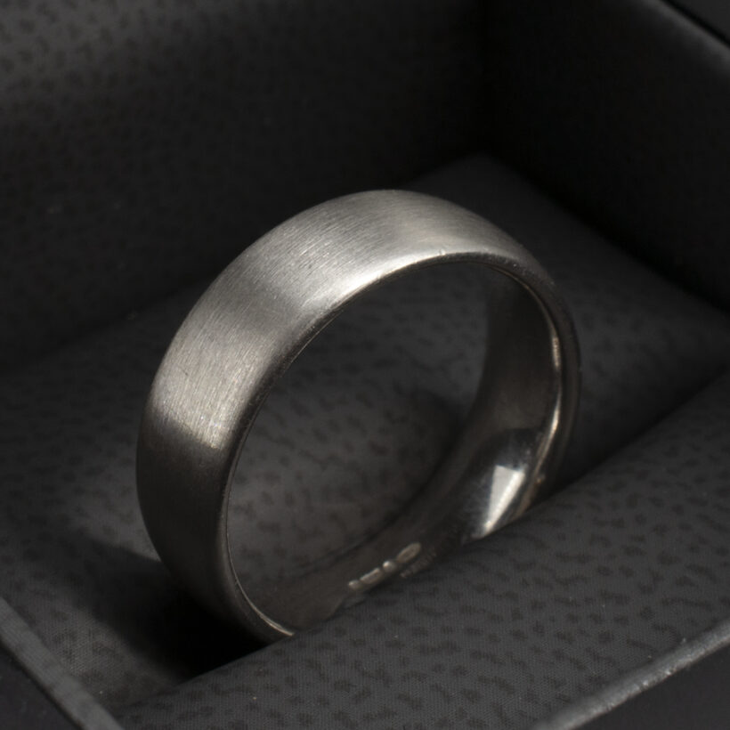 Platinum Gents Wedding Band Brushed Finish Court Shape 6mm Size M