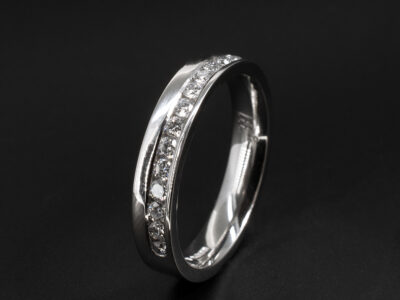 Gents Lab Grown Diamond Wedding Ring, Platinum Band and Channel Set Design, Round Brilliant Cut Lab Grown Diamonds 0.49ct Total (15)