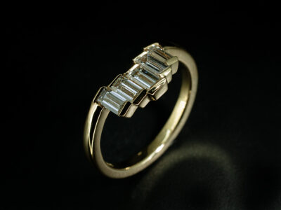 Ladies Diamond Fitted Eternity Ring, 18kt Yellow Gold Rub over Set Design, Baguette Cut Lab Grown Diamonds 0.86ct Total (5)