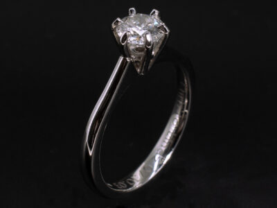 Ladies Diamond Solitaire Engagement Ring, Platinum 6 Claw Design, Round Brilliant Cut Diamond 0.60ct